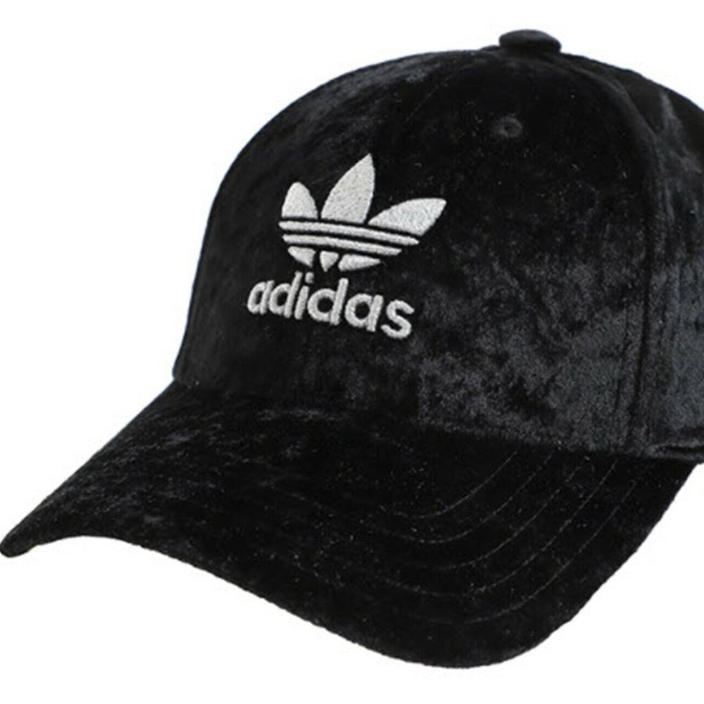 NWT Adidas Originals Black Crushed Velvet Velour Hat Baseball Cap